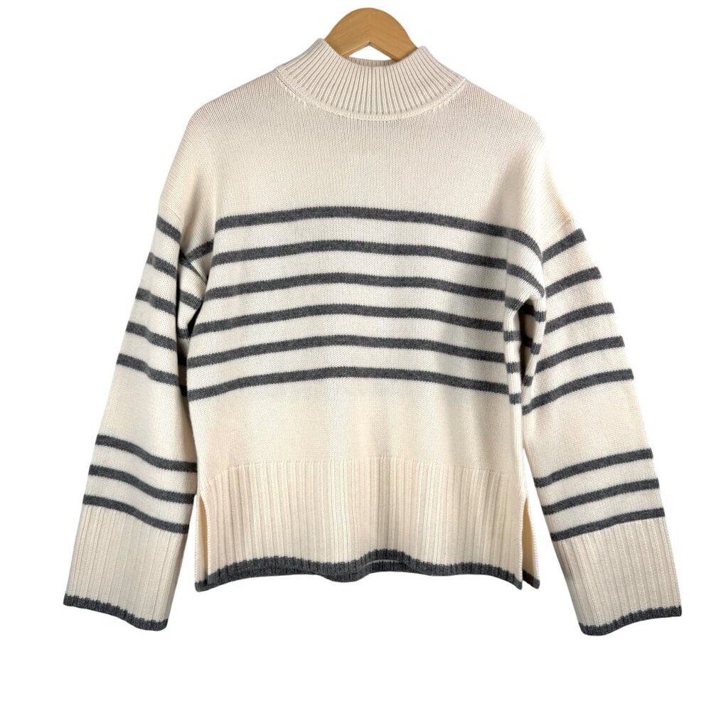 Stateside wool cashmere relaxed striped mock neck sweater sz‎ S